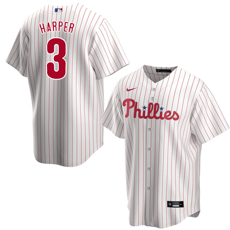 Nike Men #3 Bryce Harper Philadelphia Phillies Baseball Jerseys Sale-White